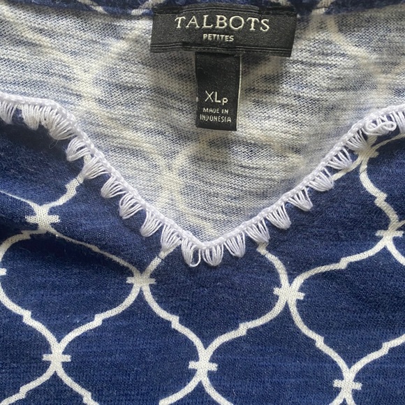 Talbots linen cotton Blend XLp blue blouse - Picture 4 of 7